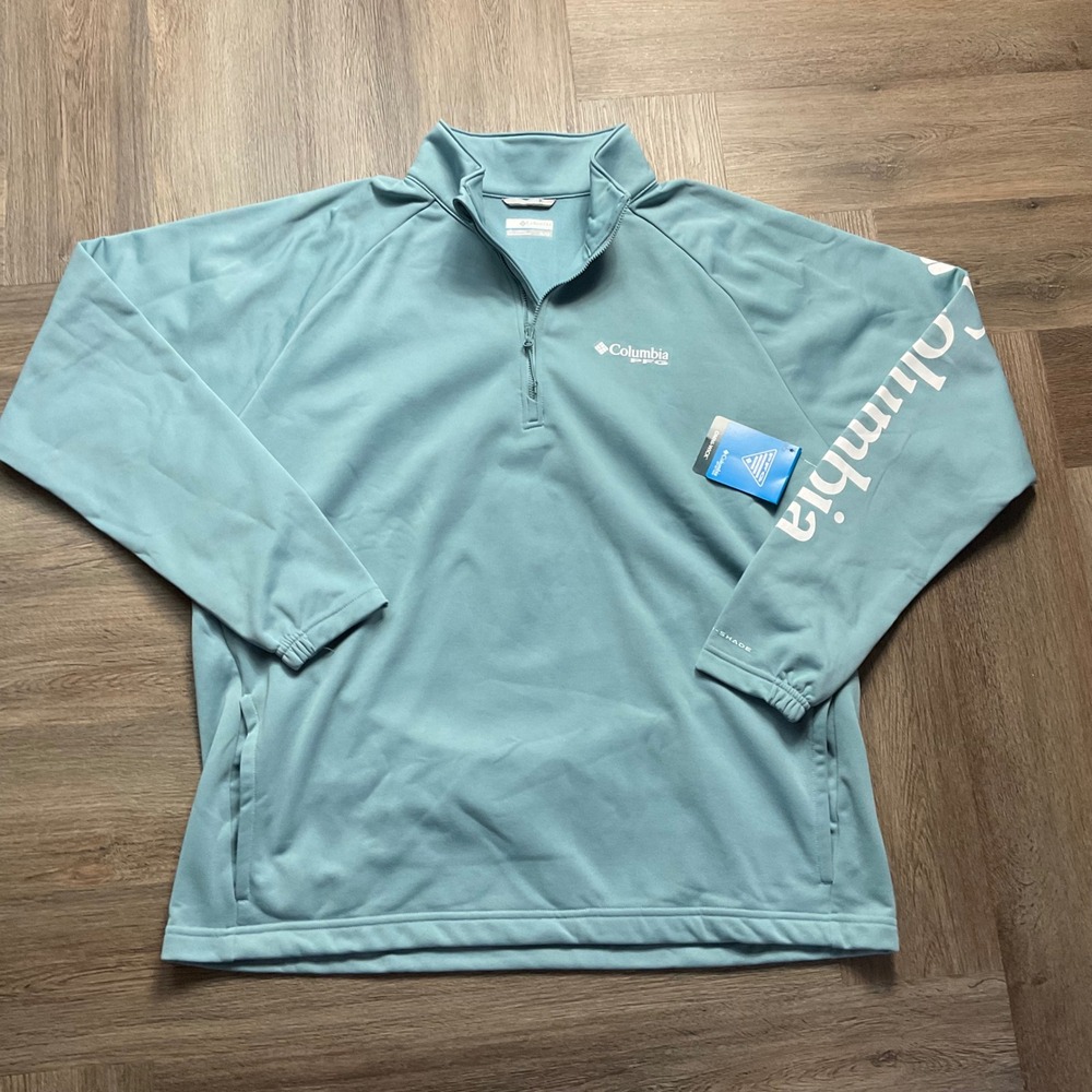 NWT Columbia PFG Terminal Tackle Fleece Pulloveer Mens XL Seafoam Green 1/4 Zip